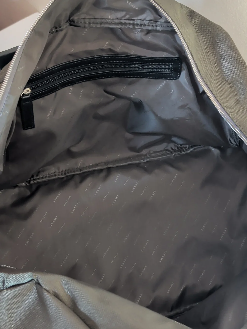 Versace Parfums Green Nylon Weekender  Duffle Travel Bag